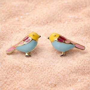 Petite Love Birds Enamel Stud Earrings